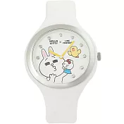 【HELLO KITTY】凱蒂貓 x LINE Friends 限量聯名超萌兔兔手錶 (KT063D)白