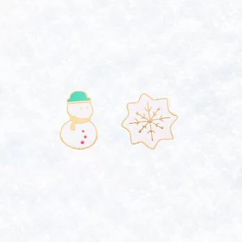 Little OH! 聖誕系列 手作耳環（聖誕禮物/聖誕樹/拐杖/雪人/可可/雪花/聖誕老人/聖誕許願襪/麋鹿）交換禮物 台灣設計 - 雪人