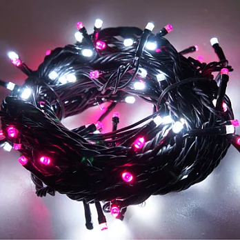100燈LED燈串聖誕燈 (粉紅白光黑線)(附控制器跳機)(高亮度又省電)YS-XLED100005