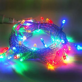 聖誕燈50燈LED樹燈串 (四彩光透明線)(附控制器跳機)(高亮度又省電)YS-XLP050001