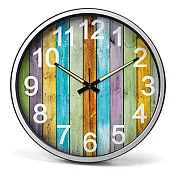 《預購》彩色木紋數字指針夜光顯示壁掛鐘- 升級木紋 銀
