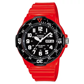 CASIO 卡西歐 MRW-200HC 時尚色彩系列防水運動手錶 -4B 黑紅