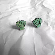 Woops 木頭手作耳環KUSO芭達雅-金沙貝殼(綠色)