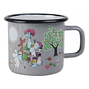 【芬蘭Muurla】嚕嚕米系列-花園琺瑯馬克杯370cc(灰色)咖啡杯/琺瑯杯