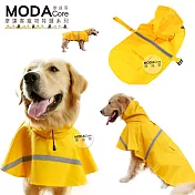 【摩達客寵物系列】寵物大狗透氣防水雨衣(黃色/反光條) 黃金拉拉M黃色