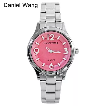 Daniel Wang DW-3166 繽紛俏麗甜美愛心立體數字鐵帶錶 - 桃莓