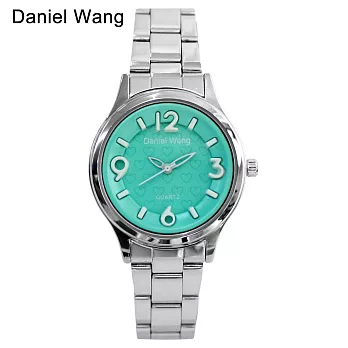 Daniel Wang DW-3166 繽紛俏麗甜美愛心立體數字鐵帶錶 - 水綠