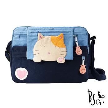 ABS貝斯貓 可愛貓咪拼布 肩背包 斜背包 88-192藍色