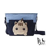 ABS貝斯貓 可愛貓咪拼布 肩背包 斜揹包 88-206藍色