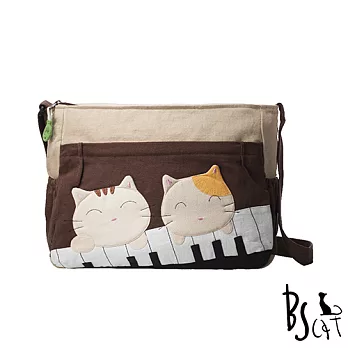 ABS貝斯貓 可愛貓咪拼布 肩背包 斜揹包 88-213咖啡