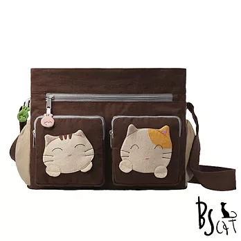 ABS貝斯貓 可愛貓咪拼布 肩背包 斜揹包 88-217咖啡