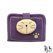ABS貝斯貓 可愛拼布貓頭 萬用證件夾 88-012典雅紫
