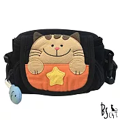 ABS貝斯貓 可愛貓咪手工拼布小型側背包/零錢包 (黑) 88-046