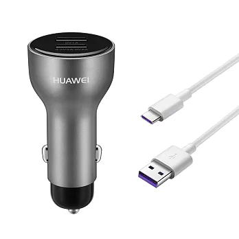 HUAWEI 華為原廠 雙USB 車用快速充電器+5A Type-C傳輸線組(盒裝)單色