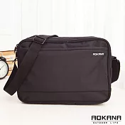 AOKANA奧卡納 MIT台灣製造 YKK拉鍊 輕量簡約防潑水多隔層側背包 (時尚黑) 02-015