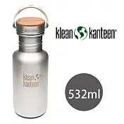 【美國Klean Kanteen】不鏽鋼瓶532ml_霧面鋼(竹片鋼蓋) 霧面鋼