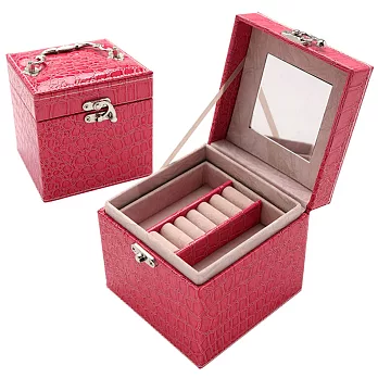 【COMET】時尚鱷紋皮革三層飾品收納盒(TO-BX01)