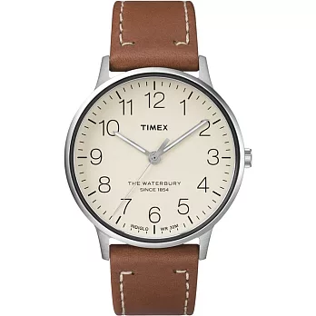 TIMEX 天美時 Waterbury系列 極簡手錶 (米色面/棕色帶 TXTW2R25600)