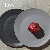 【3,co】水波主菜盤(2件式) - 灰+黑