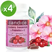 【Candice】康迪斯天然蔓越莓+益生菌膠囊(60顆*4瓶)