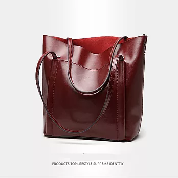 預購【O-ni O-ni】真皮新款托特手提包女士水桶型單肩包SK-0107-c-棕色酒紅色