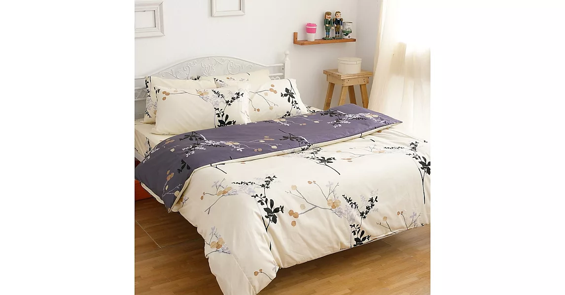 【eyah宜雅】全程台灣製100%精梳純棉 新式兩用被雙人加大床包被套五件組-奢華名媛