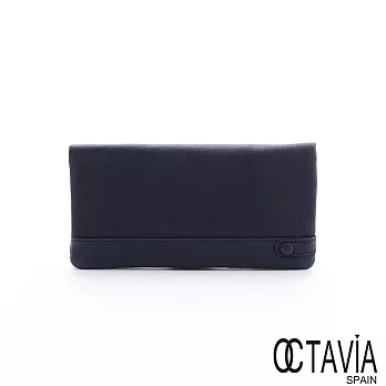 OCTAVIA 真皮 - 素顏 原皮四扣二折長夾 - 低調藍