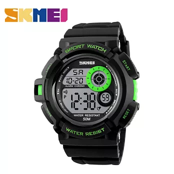 SKMEI 時刻美 1222 低調單色錶面設計多功能電子運動錶- 綠色