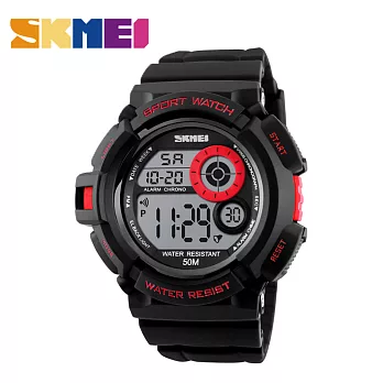 SKMEI 時刻美 1222 低調單色錶面設計多功能電子運動錶- 紅色