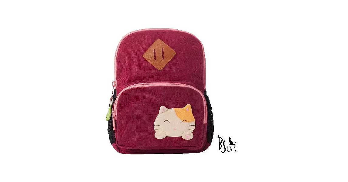 ABS貝斯貓 可愛貓咪手工拼布小型後背包 88-211暗紅