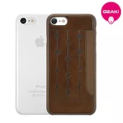 Ozaki O!coat 0.3 Pocket + Jelly 2 in 1 iPhone 7 超薄皮紋口袋 + 超薄霧透保護殼2合1-棕色(雪花)+霧透白