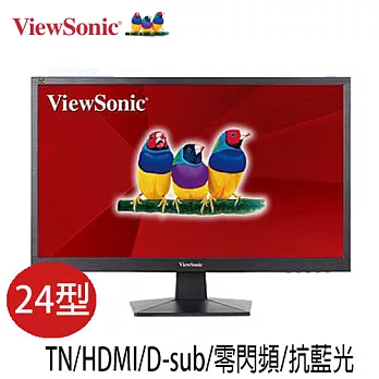 ViewSonic優派 VA2407h 24型 雙介面抗藍光、零閃屏液晶螢幕