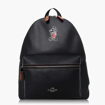 【COACH 旅行必備】皮革 / 背包 / 後背包(米奇限定款)_黑色