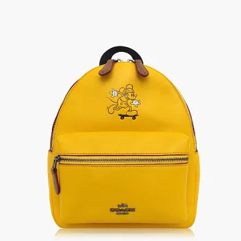 【COACH 旅行必備】皮革 / 背包 / 後背包(米奇迷你款)_黃色