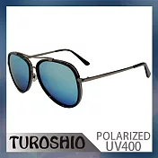 Turoshio TR90 偏光太陽眼鏡 P8574 C1 亮黑/槍色 藍水銀