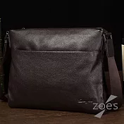 【Zoe s】頂級牛皮 商務系列 荔枝紋電腦包(品味棕)