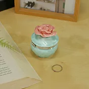 【ChouChou Lista】日本精緻花朵陶瓷首飾盒(小)(新)湖水綠(MI)