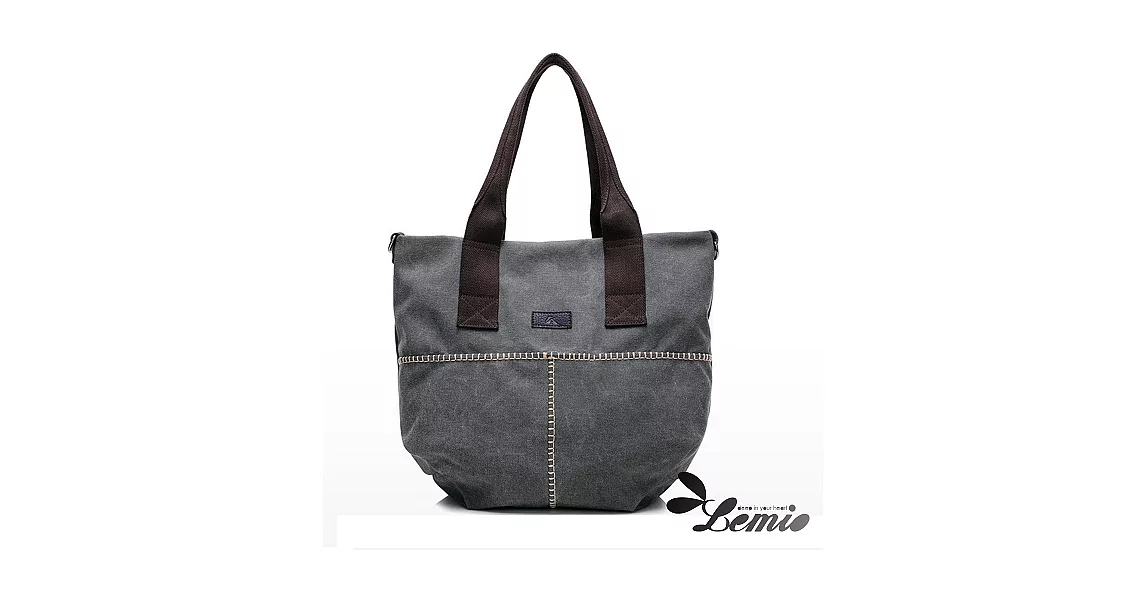 【Lemio】韓版復古風學院斜背單肩兩用包(時尚灰)