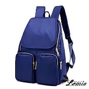 【Lemio】韓版牛津布純色設計雙口袋後背包(天空藍)