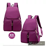 【US.STYLE】韓版牛津布純色設計雙口袋後背包(魅力紫)
