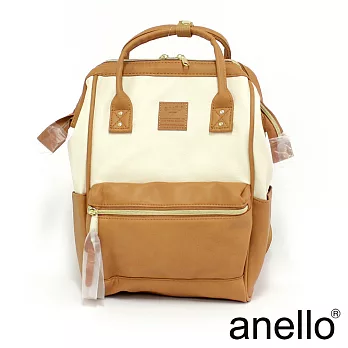 【日本正版anello】輕質皮革口金後背包《象牙/駝 IC》 M尺寸