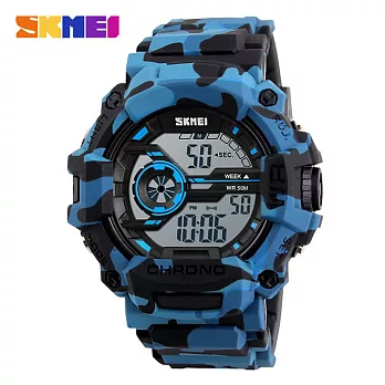 SKMEI 時刻美 1233 熱血野戰運動防水電子錶-  迷彩藍