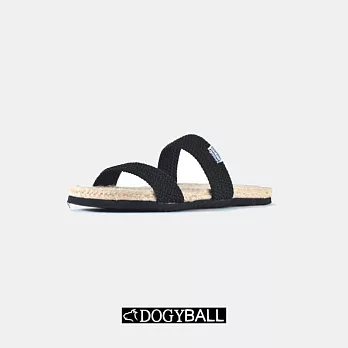 【Dogyball】簡單穿搭 輕鬆生活 簡約彈力雙帶草編涼拖鞋-黑色EU38黑色