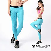 【LEADER】女性專用 DotFit運動壓縮緊身褲.壓力褲XS(藍底大點)