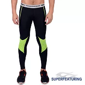 【SUPERFEATURING】專業跑步 三鐵 Hicolor運動壓縮緊身褲L(亮綠)