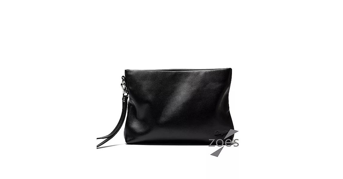 【Zoe’s】頂級牛皮 手感滑順 拉鍊手拿包(紳士黑)