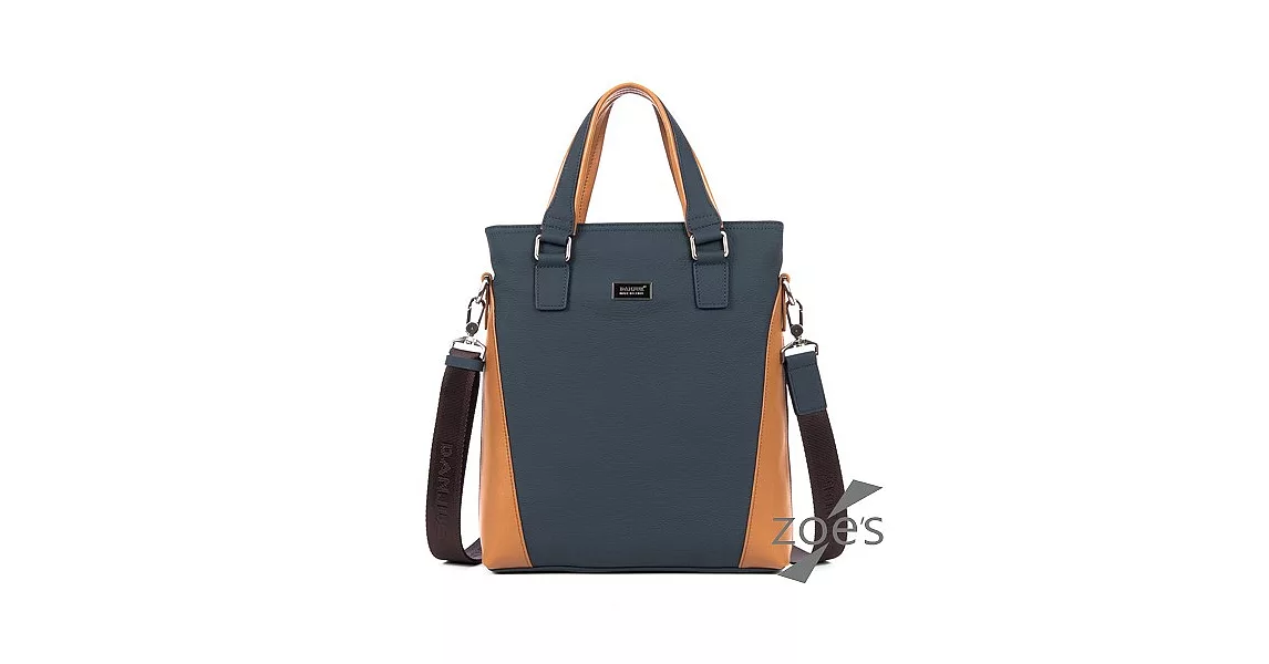 【Zoe’s】頂級牛皮 荔枝紋 雙色豎版公事包(時尚棕)