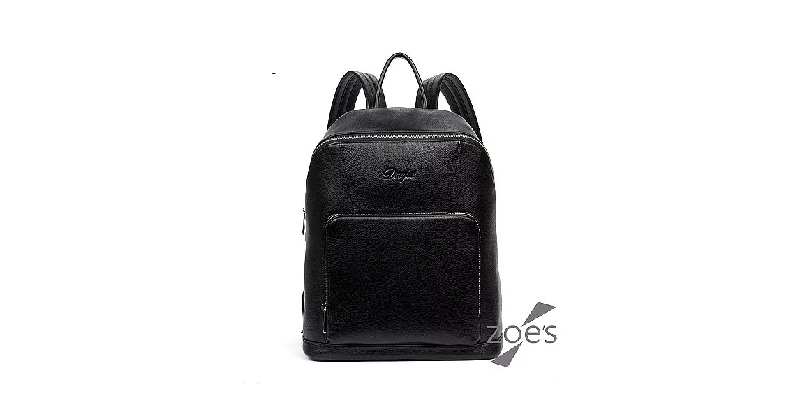 【Zoe’s】頂級牛皮 全皮剪裁 多收納全功能後背包(紳士黑)