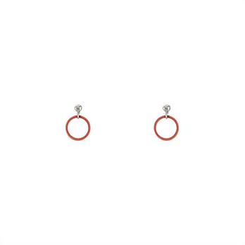 Snatch 一個圈手作耳環 - 橘紅圈圈 / Snatch A Circle Handmade Earrings - Coral