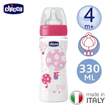 chicco-舒適哺乳-甜美女孩矽膠PP特大奶瓶330ML-三孔4m+
